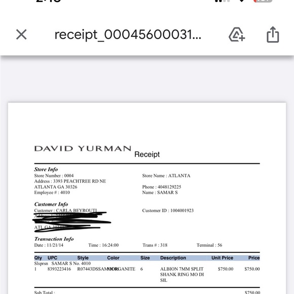 David Yurman Ring Petite Albion- 
Sterling Silver with Morganite - Picture 8 of 8